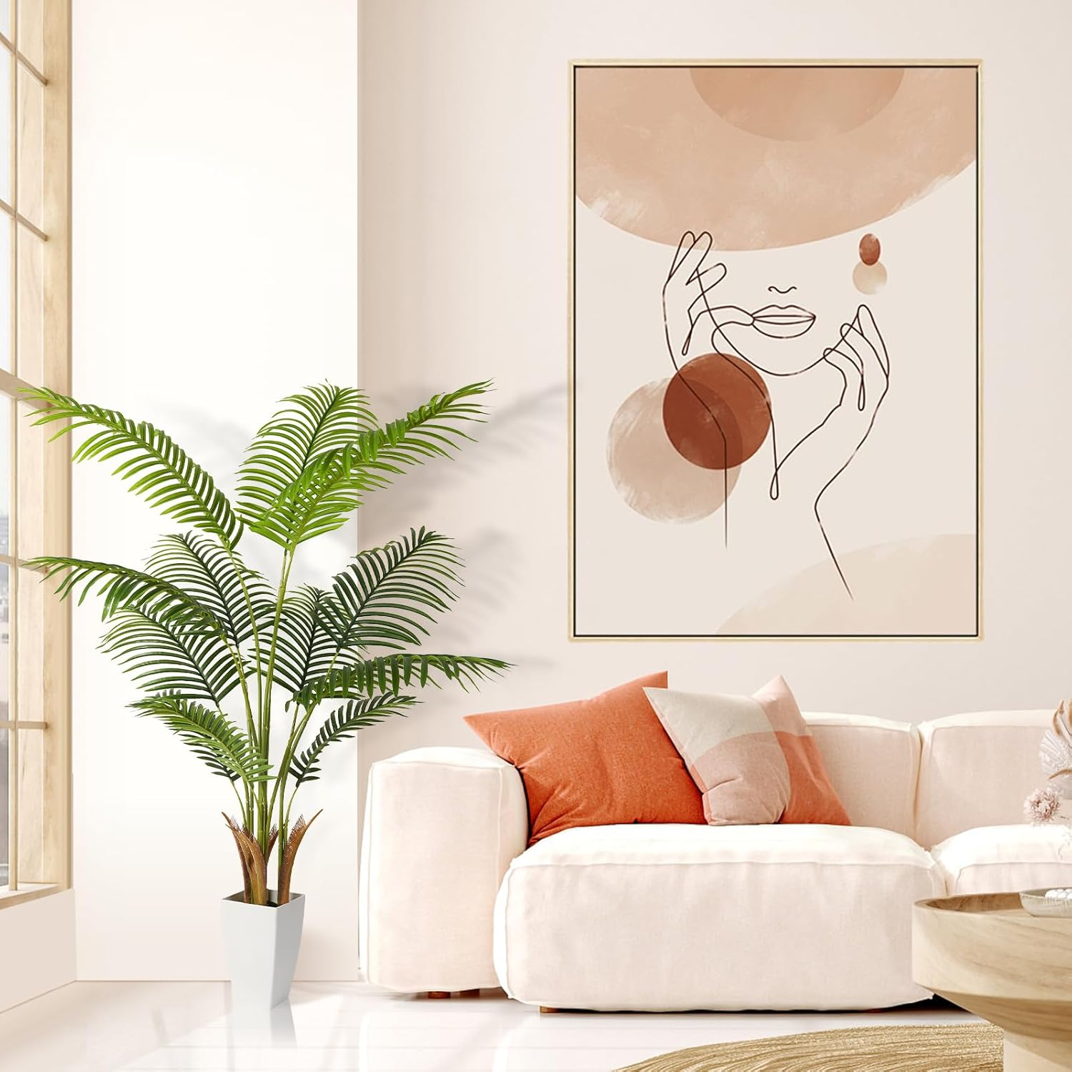 Alupssuc 150Cm Artificial Tree Palm Tree with Pot, Large Artificial Plants Indoors, Real Touch Silk Fake Plants for Home Office Decor image number 1