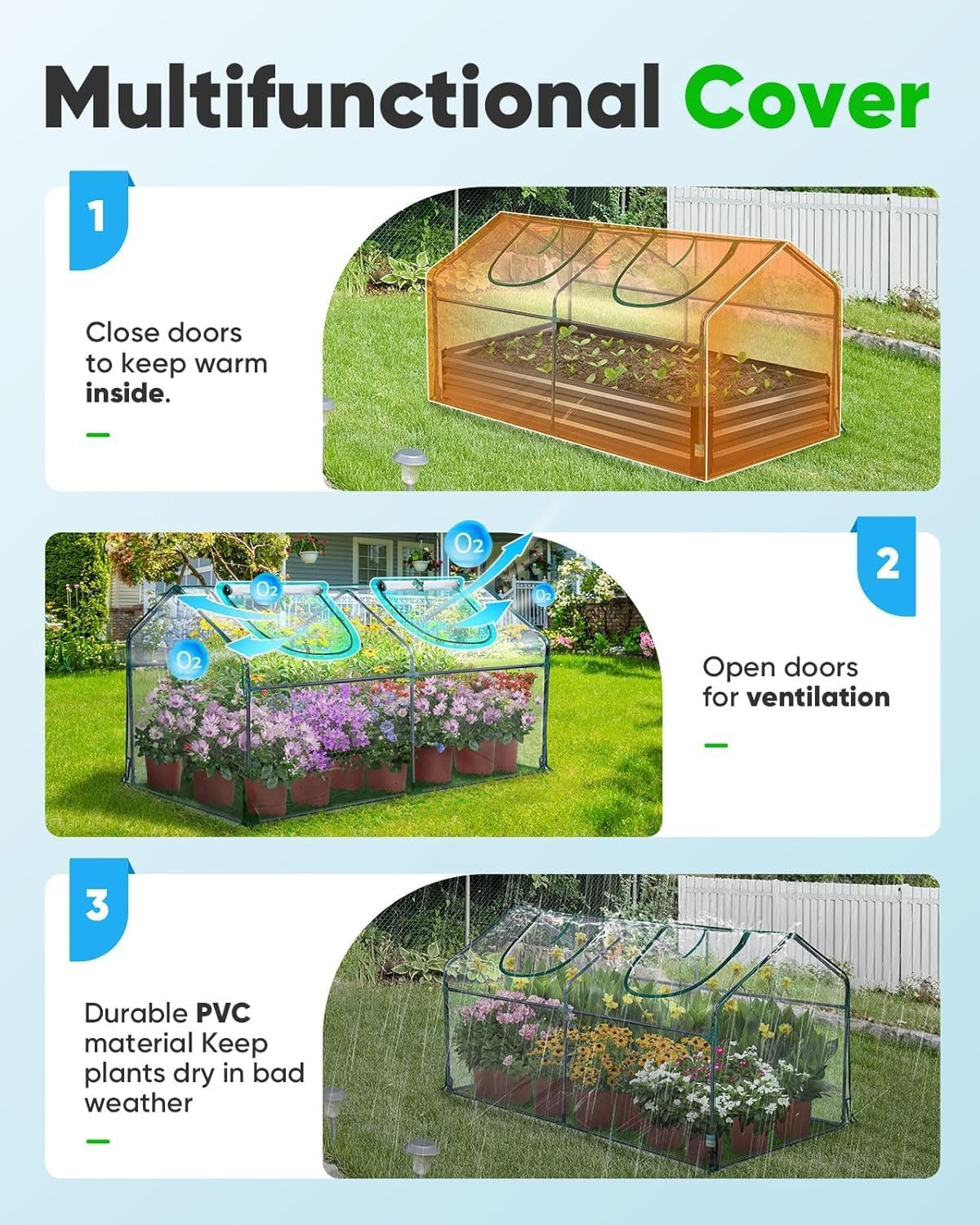 Quictent Waterproof UV Protected Reinforced Mini Cloche Greenhouse 71WX 36D X 36H Portable Green Hot House image number 4