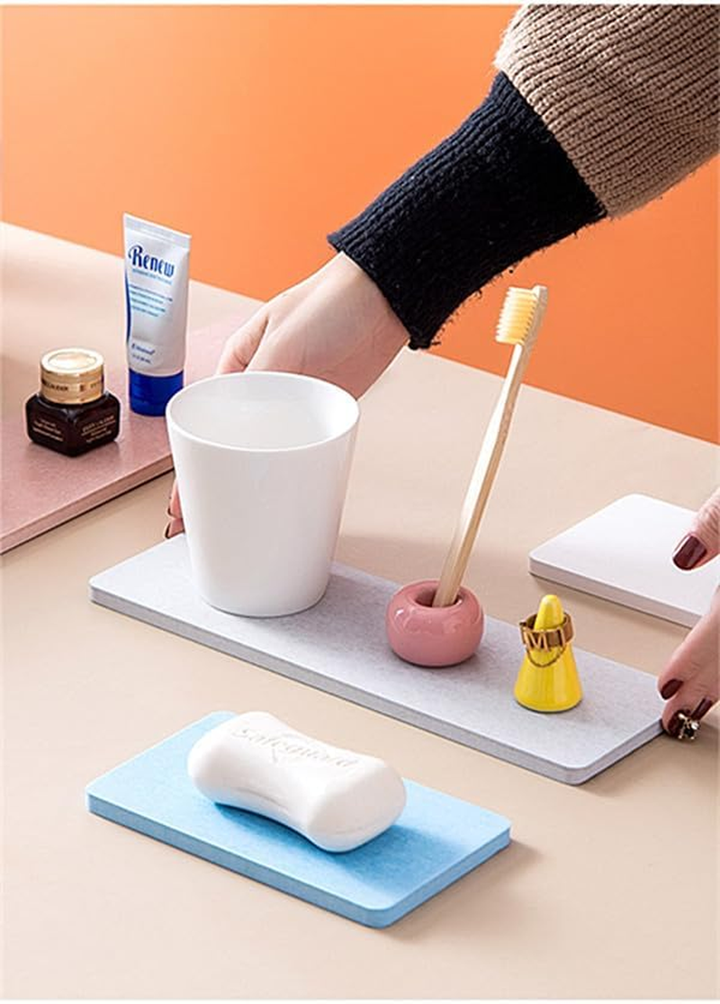 4Pcs Water Absorbent Diatomite Coasters, Kitchen Bathroom Sink Soap Holder Absorbent Stone Coasters Prevents Moisture Buildup, Dry Sink Organizer for Hand Soap & Cups Drinks Bottles, Plants image number 2