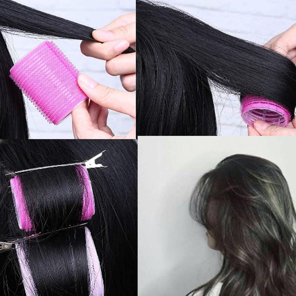 Armastuse Hair Curlers Rollers,36Pcs Jumbo Big Hair Roller Sets with Stainless Steel Duckbill Clip, 2 Size Self Grip Hair Curlers Rollers for Long Medium Short Thick Fine Thin Hair Bangs Volume（45 Mm,63 Mm) image number 2