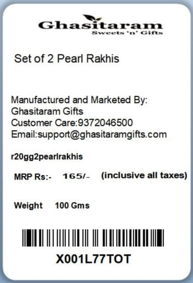 Ghasitaram Gifts Ghasitaram Gifts Rakhis Online - Rakhi for Brother - Set of 2 Pearl Rakhis image number 1