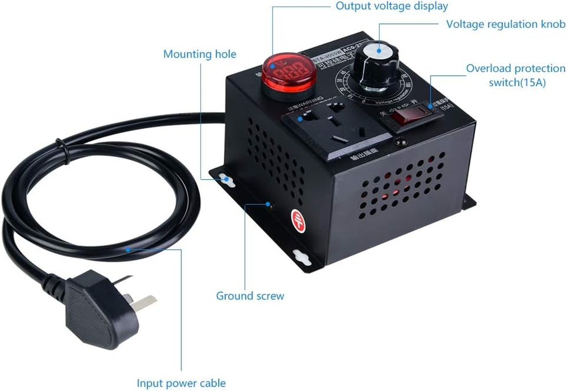 Motor Fan Speed Controller Stepless Voltage Adjustment Voltage Regulator, Fan Speed Controller, for Home for Motor(National Standard) image number 1