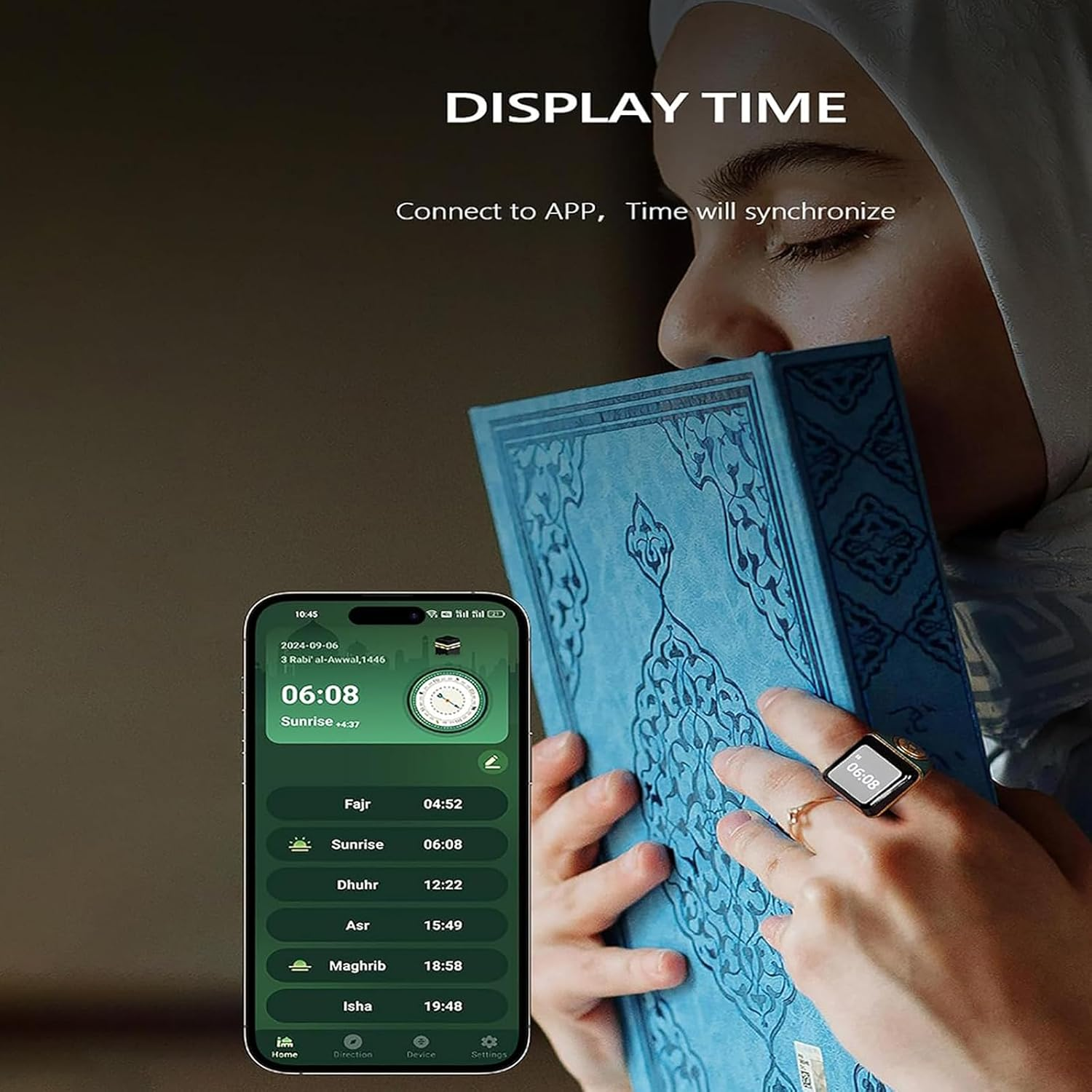 YUENTOEN Finger Tally Counter Clicker, Digital Tally Counter Ring with 0.49In Screen, APP Support, Prayer Reminders, Easy Count(Black,18Mm) image number 3