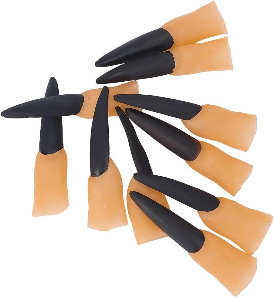GORGECRAFT Pack of 10 Vampire Finger Halloween Finger Claws Vinyl Witch Fingernails Zombie Scary Long Sharpener Arrow Costume Nail Cover Props for Halloween April Fool'S Day Cosplay Gifts Make