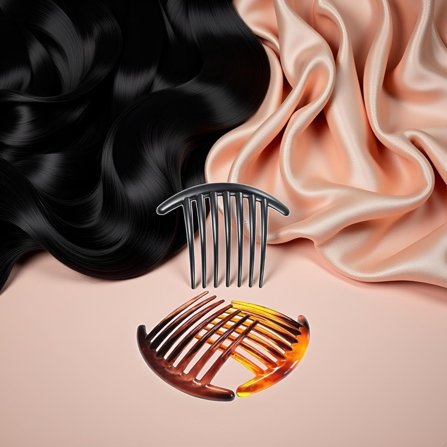 7 Tooth French Twist Comb, 6PCS Plastic Hair Clip, Hair Side Combs, Hair Accessory for Women Girls, Hair Clip Comb Accessories (Black and Brown) image number 5