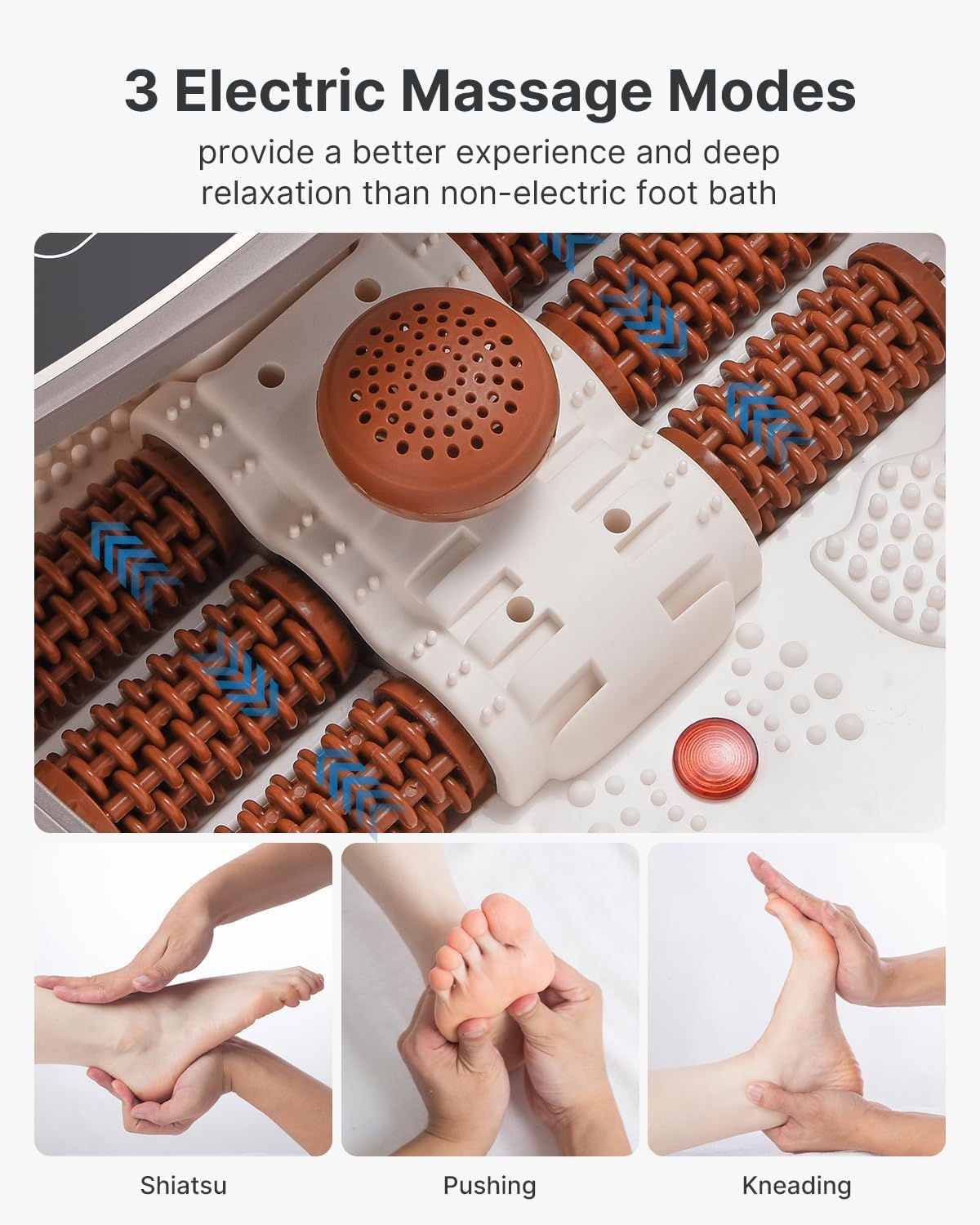 Foot Spa Bath Massager,Renpho Motorized Foot Spa with Heat and Massage and Jets,Powerful Bubble Jets with Infrared,Shiatsu Foot Spa Massager Corn Rollers,Relieve Feet Muscle Pain