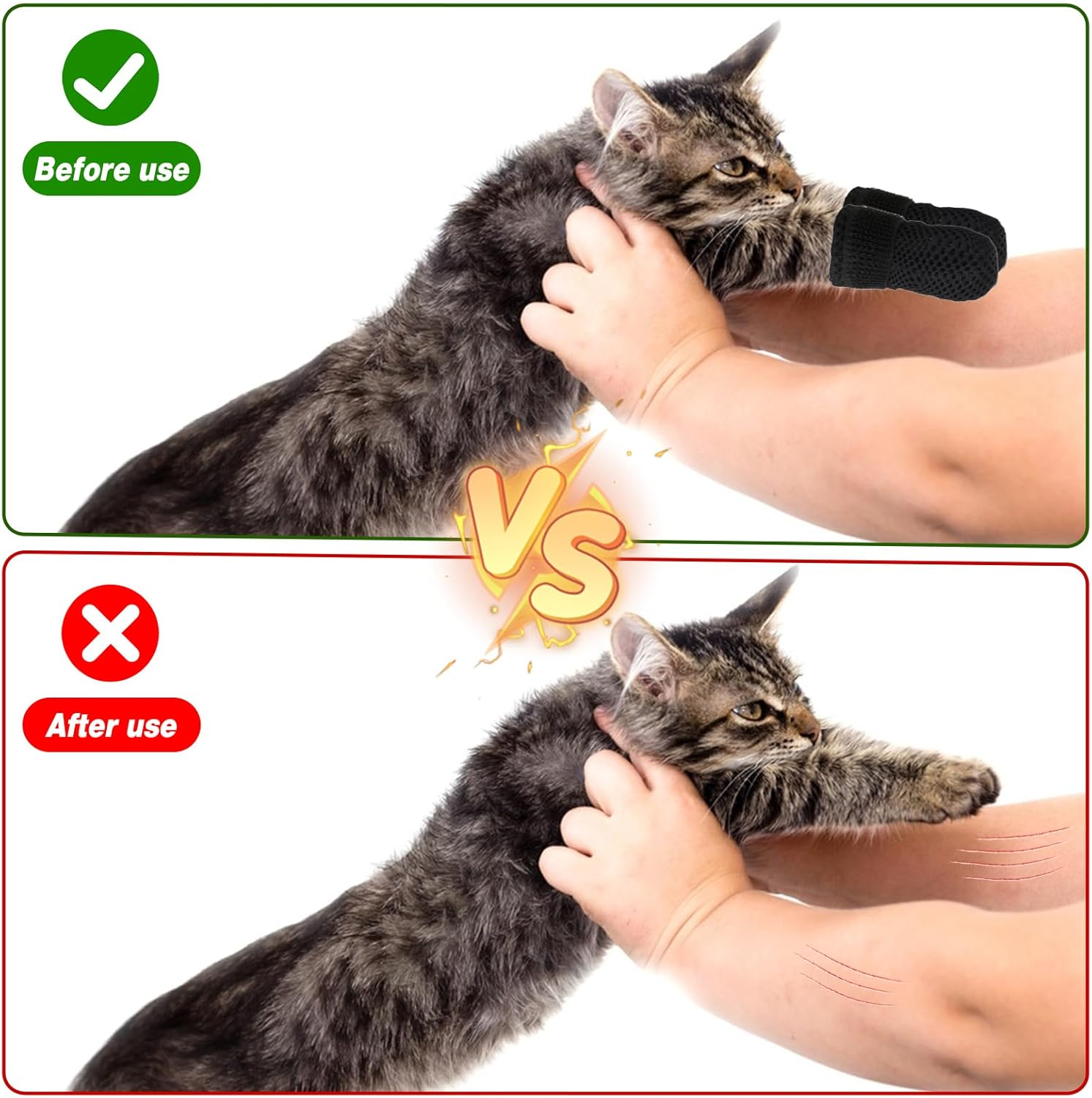 KALIONE Cat Boots - 4 Packs Claw Covers, Black anti Scratch Mittens, Breathable Mesh Foot Covers, Adjustable Claw Protectors for Indoor Cat Bathing & Nail Cutting image number 5