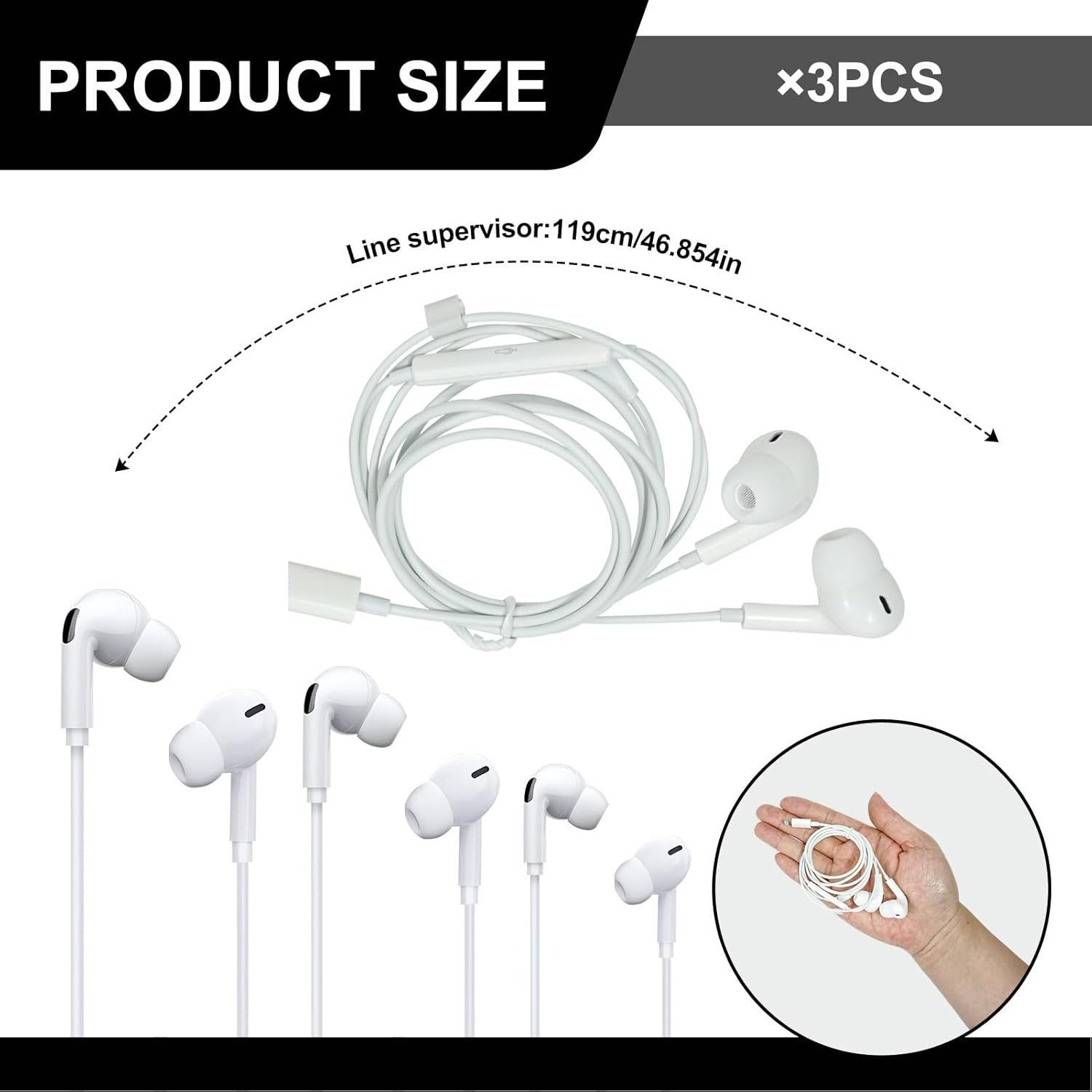 3 Pack Cable Headphones for Iphone, In-Ear Cable Headphones for Apple with Microphone & Volume Control, Noise Isolation, Compatible with Iphone 14/13/12/11/X/SE, All Ios image number 5