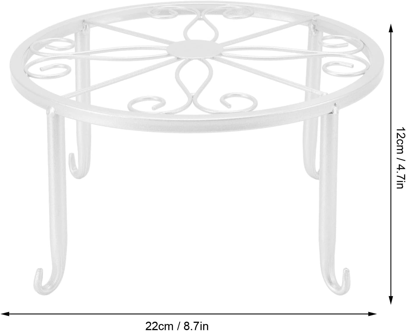 Single Layer Iron Plant Stand Stands Floor Standing Low Plant Pot Rack Potted Plant Stand Flower Pot Shelf Indoor Outdoor Corner Shelf for Planters Vases Lanterns Ornaments Books (White) image number 2