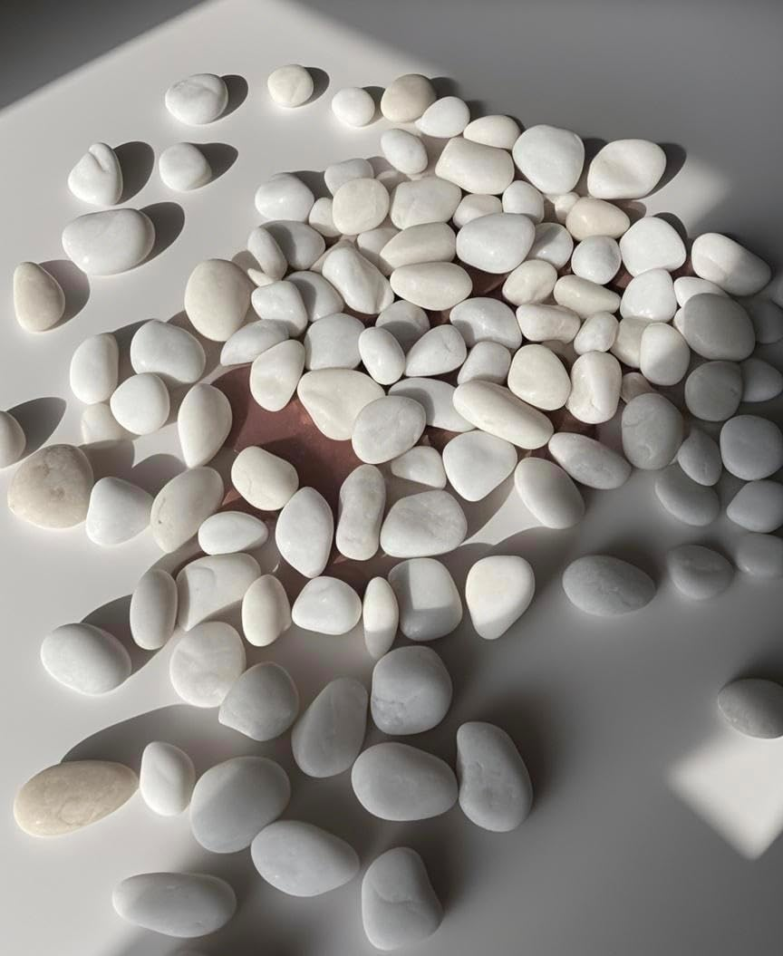 1KG White Natural Stone,Polished Pebbles for Garden,Landscaping,Aquariums image number 3