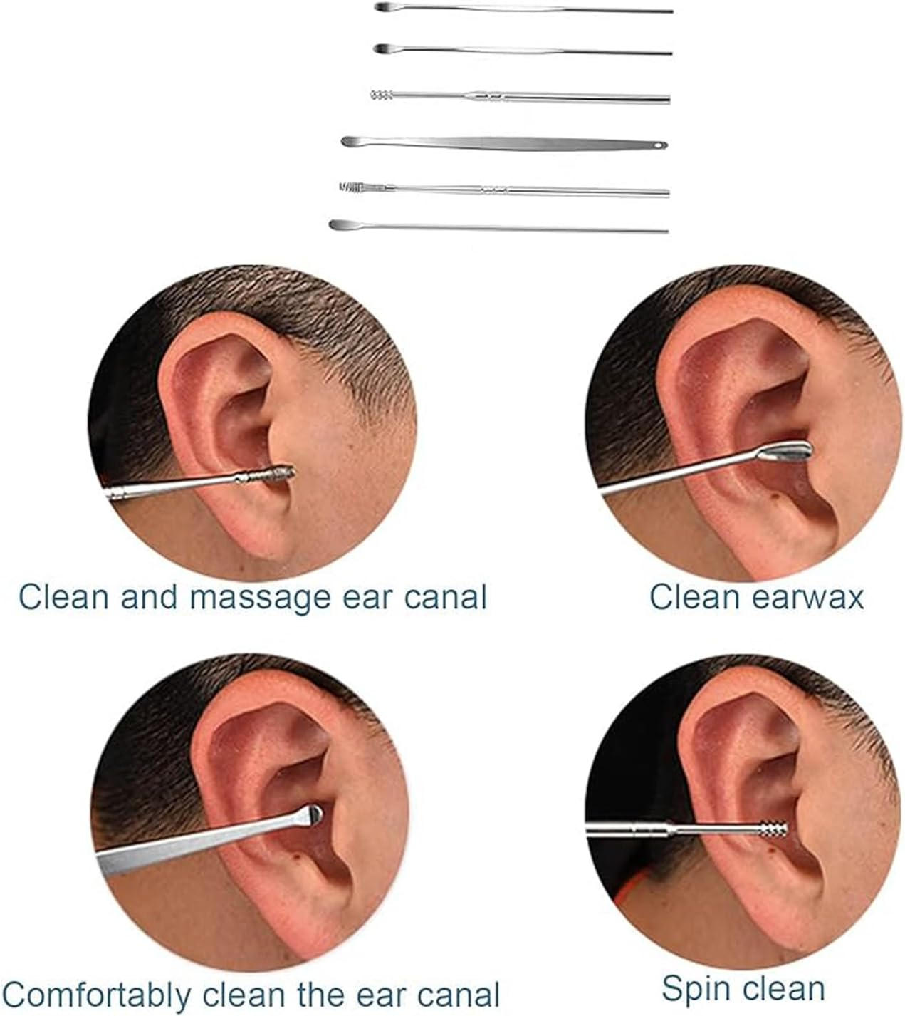 7 Pcs Ear Pick Earwax Removal Kit, Ear Cleansing Tool Set, Ear Curette Ear Wax Remover Tool with Cleaning Brush & Storage Box, Stainless Steel Ear Wax Remover Cleaner, Earpick Tool Set image number 5