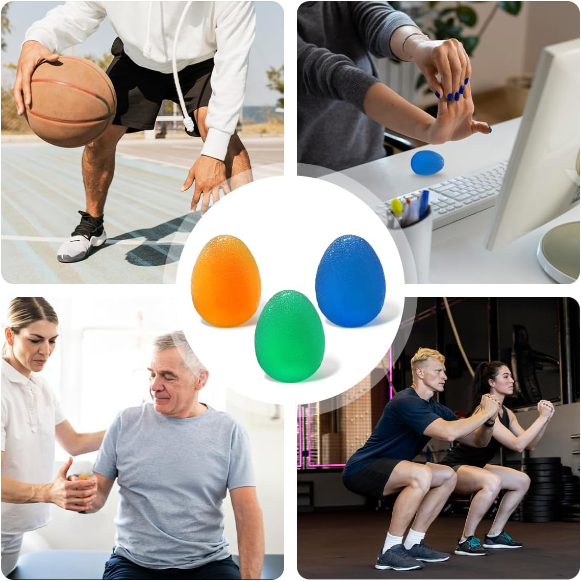 Stress Balls, 3 PCS Finger Exercise Balls for Grip Strengthen, Hand Workout (3 Color) image number 5