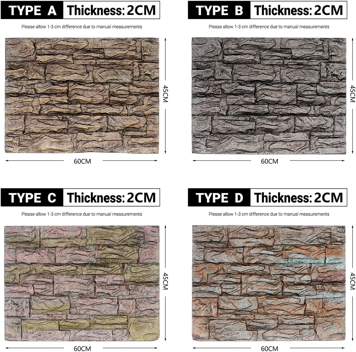 AIMALL 3D Foam Backgrounds for Pet Reptile Tanks, 9 Styles Available, Durable and Non-Toxic Habitat Decoration, Sizes up to 23.6X17.7 Inches - D image number 7