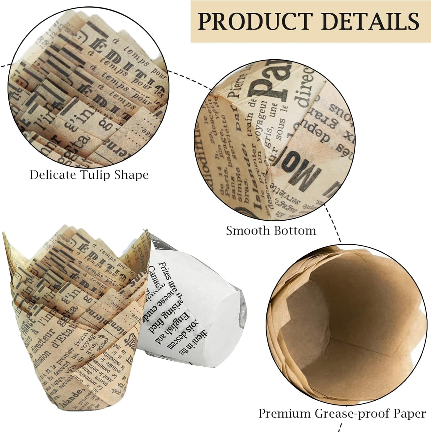 250Pcs Tulip Cupcake Liners for Baking Cups Unbleached European Parchment Paper Tulip Muffin Liners, Christmas Cupcake Paper Wrappers, Wedding, Birthday, Party, Standard Size, 5 Colors image number 6