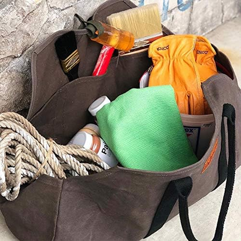 Dulton Y959-1267OV Wax Canvas Log Bag Olive Large Bag Wide Gusset Camping Pastry Height 12.6 Inches (320 Mm) Width 23.6 Inches (600 Mm) Depth 9.8 Inches (250 Mm) image number 1
