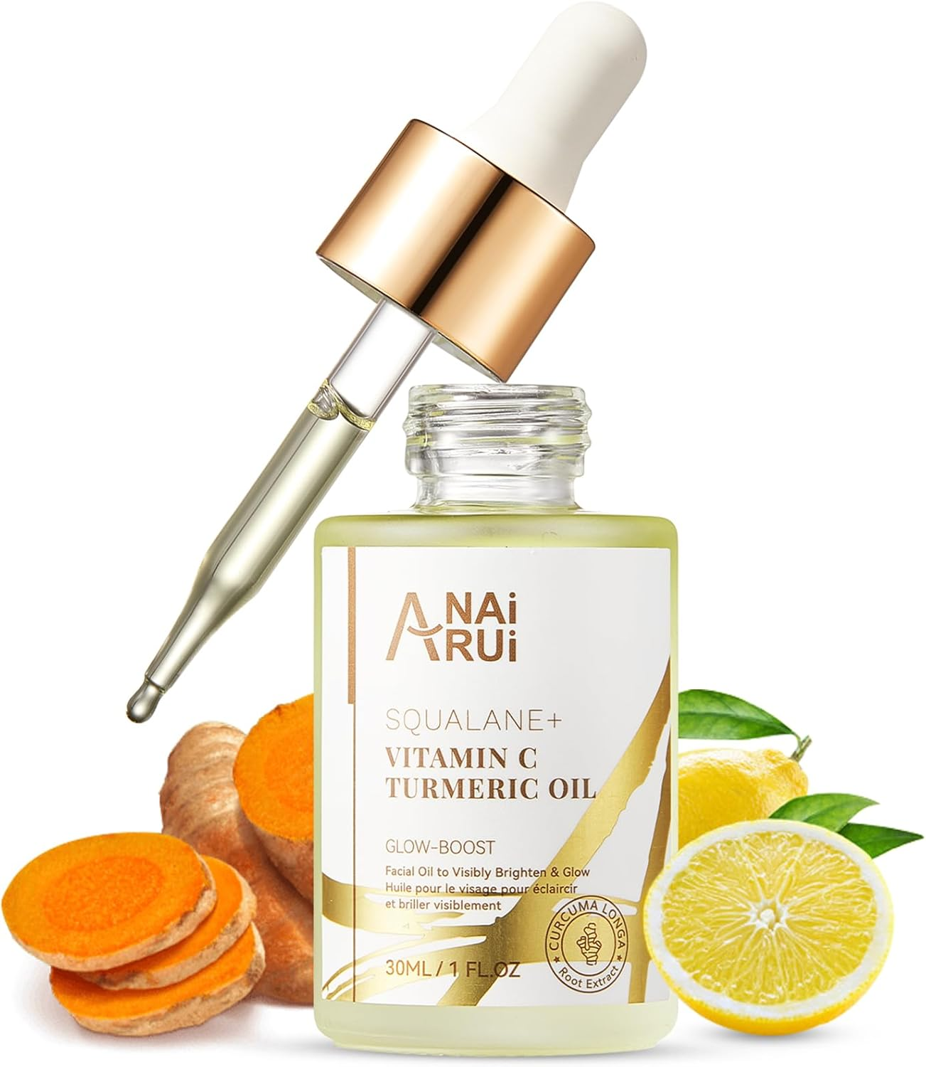 ANAI RUI Squalane Vitamin C Turmeric Facial Oil Moisturizer for Face, Hydrates, Firms Skin, 1.05 Fl.Oz. image number 6