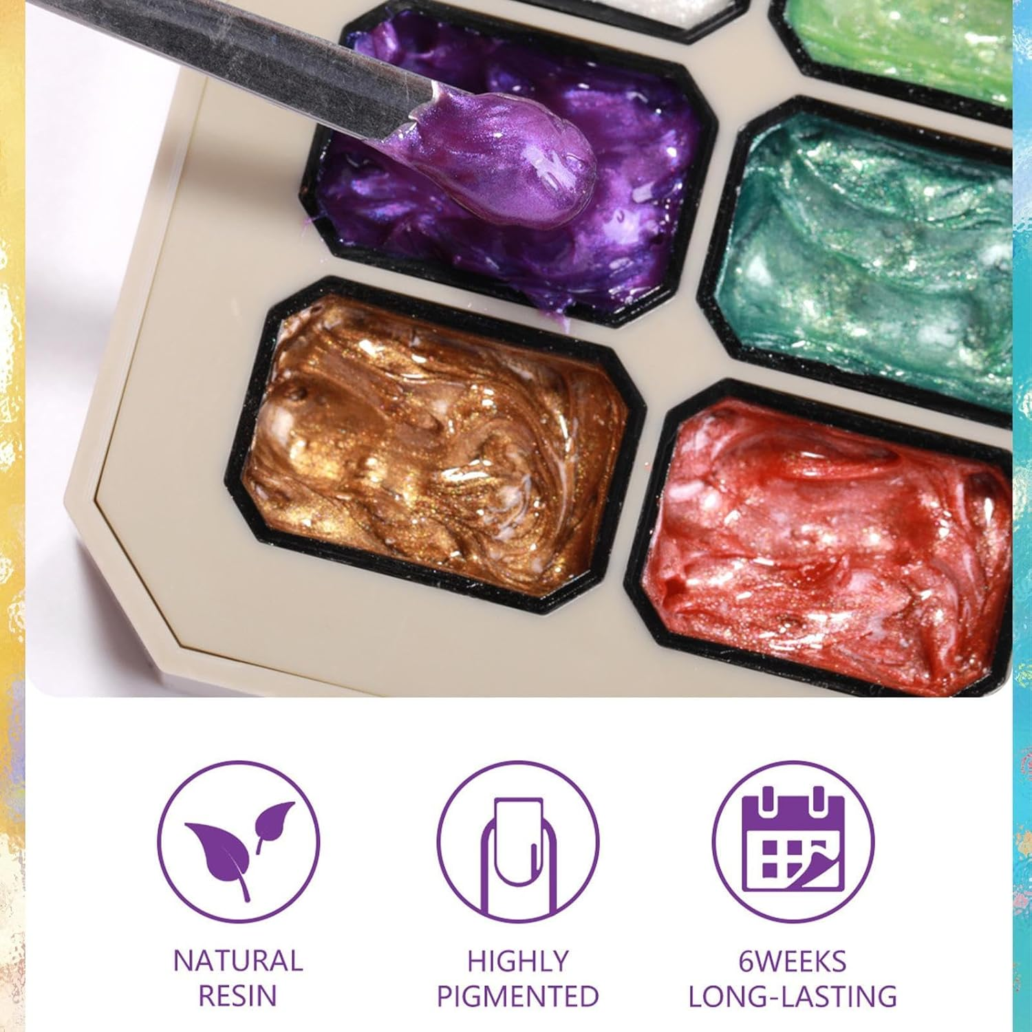 Nail Gel Palette, Gradient Painting Gel, 9-Color Polish Palette Accessories Nail Design Art Tools for Women Manicure Creation Painting image number 6
