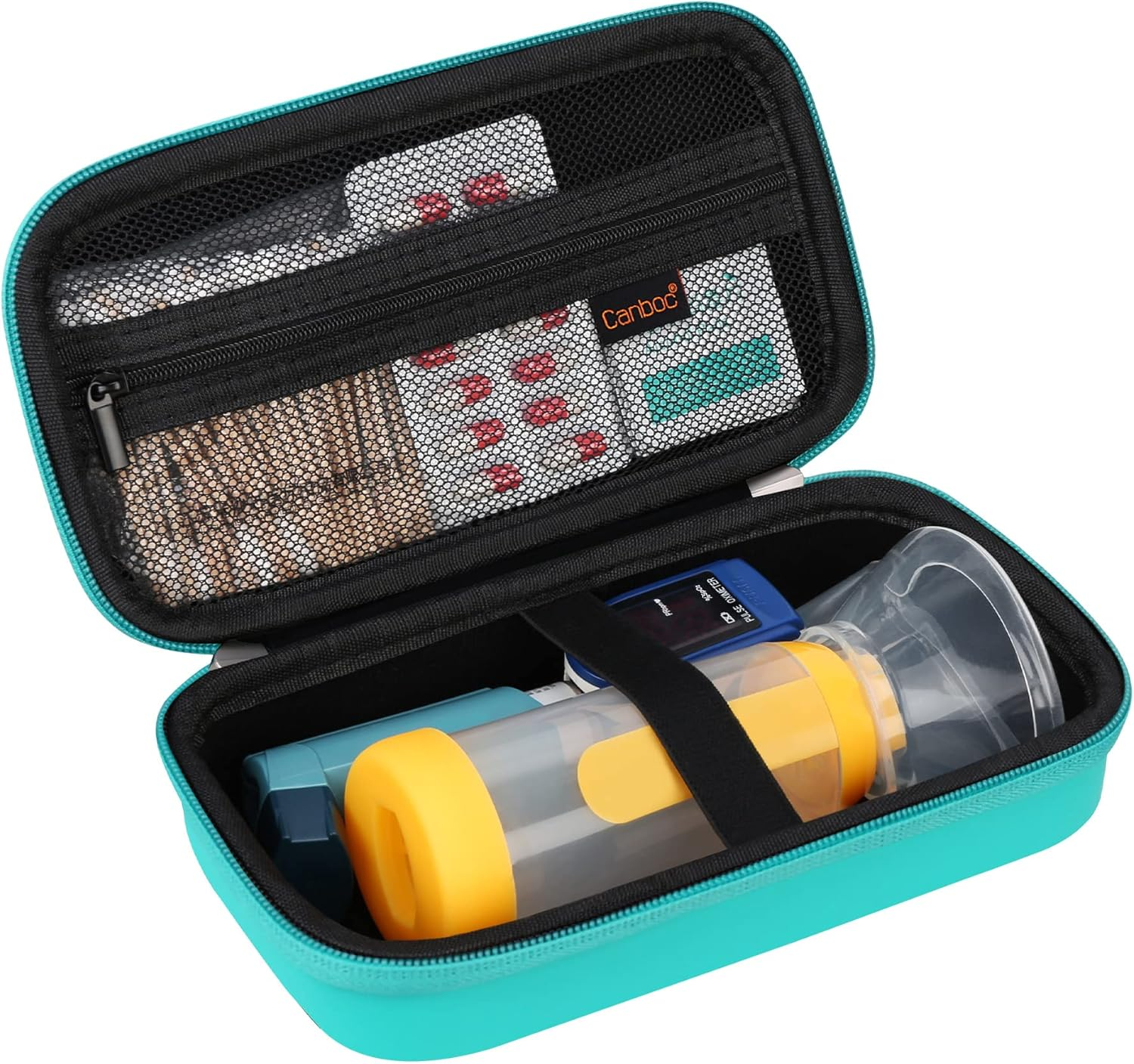 Canboc Carrying Case for Asthma Inhaler, Handheld Spacer for Adults and Kids, Mask, Inhaler Spacer Bag with Removable Shoulder Strap, Mesh Pocket Fit Medicine or Essentials, Rose Gold (Case Only)