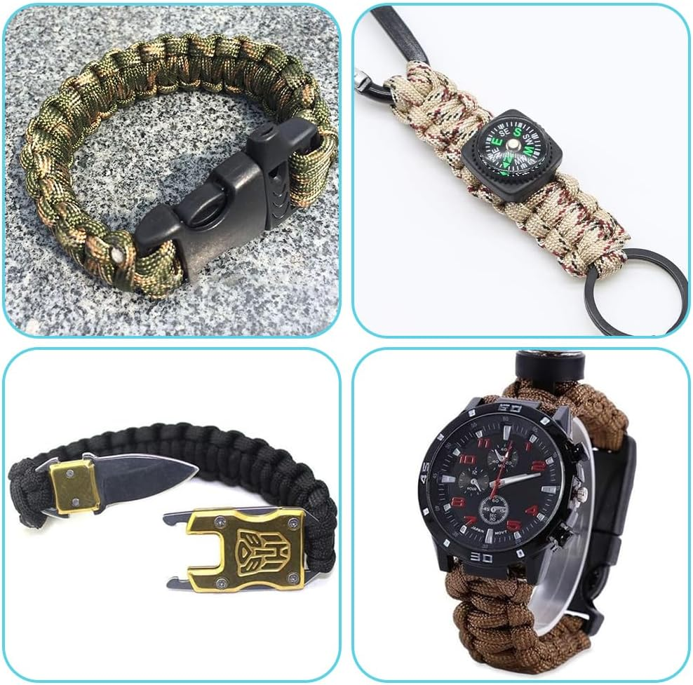 Satiskid Paracord Bracelet Set, 24 Pieces Paracord 550 Rope 4 Mm Cord 10 Feet Nylon Cords Survival Ropes for Outdoor Sports DIY Bracelets Key Chain Dog Collar - Multicolor-24 image number 5