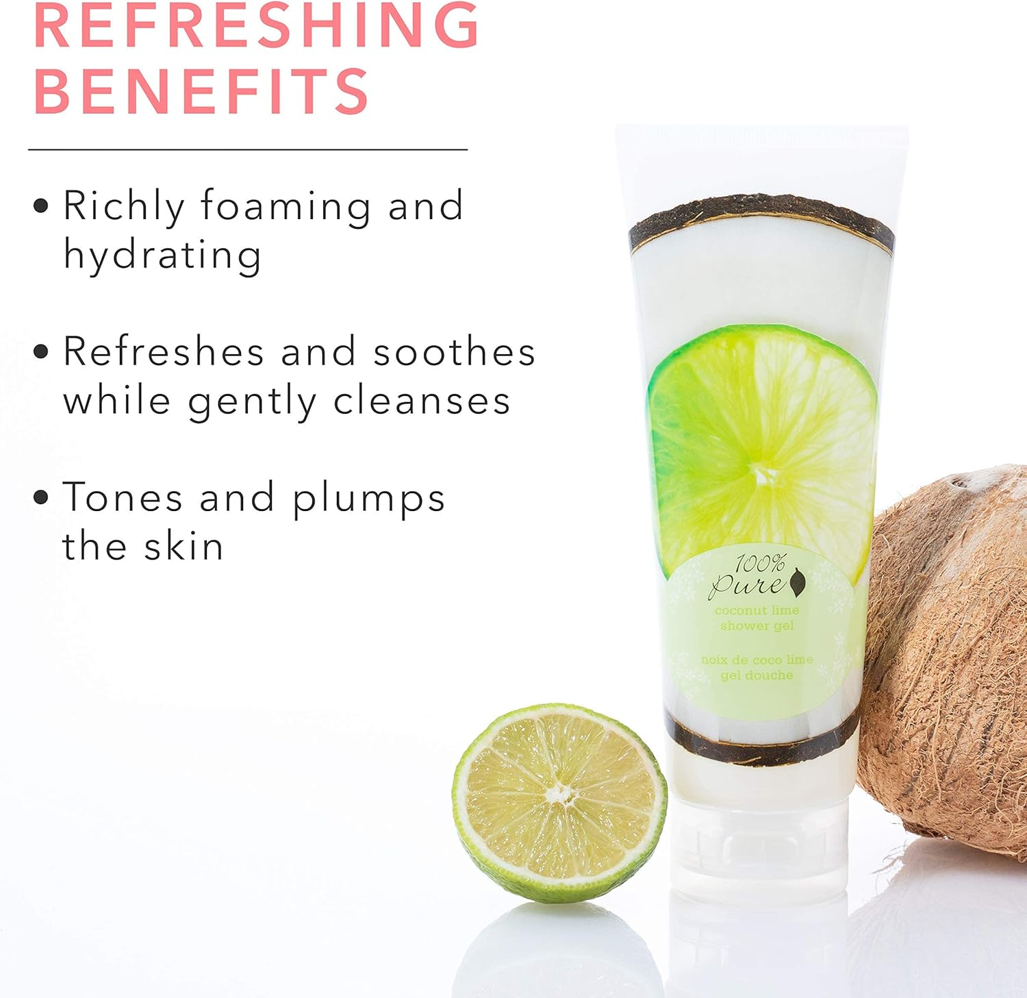 100% Pure Organic Bath Gel, Coconut Lime, 8 Ounce image number 2