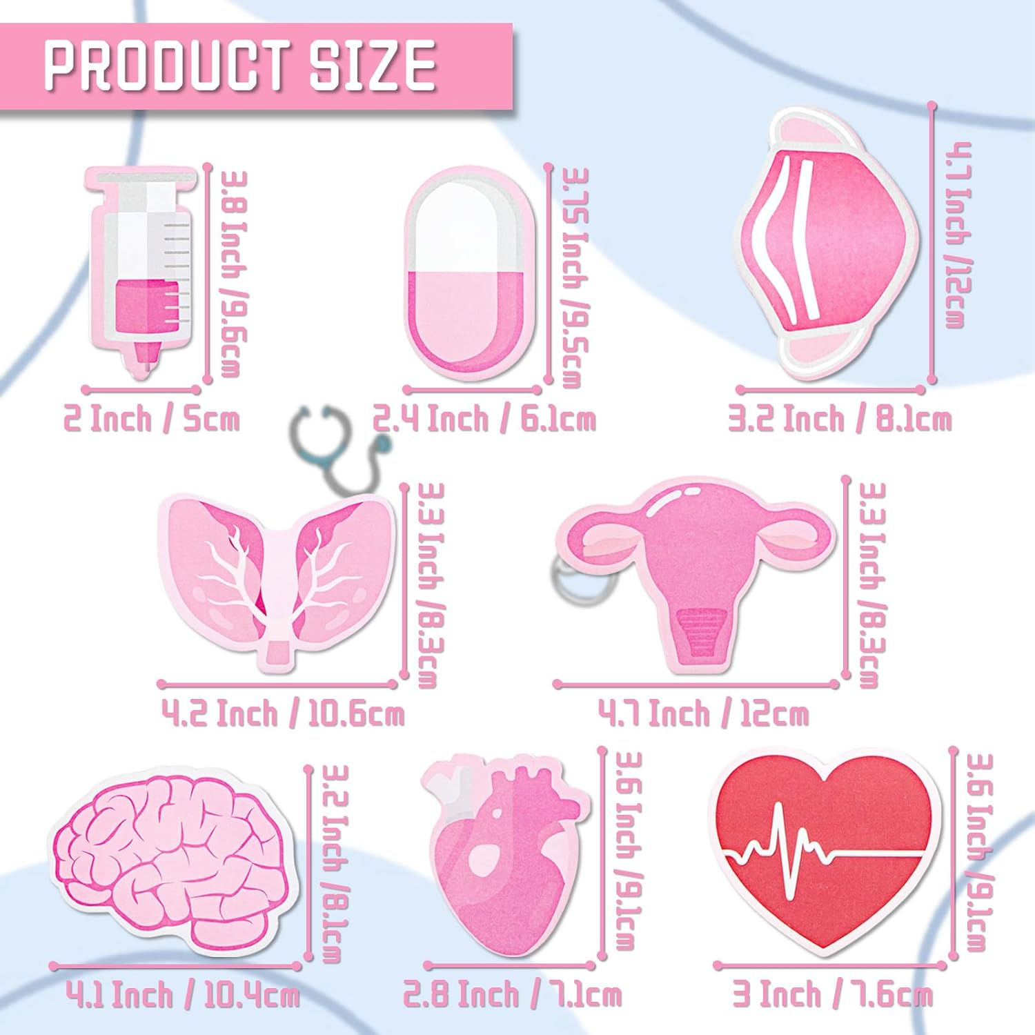 16 Pads Mini Funny Nurse Sticky Notes Medical Themed Sticky Notes Cute Nurse Notepads Memo Pads for School Students Doctor Nurse Supplies (Blue and Pink) image number 6