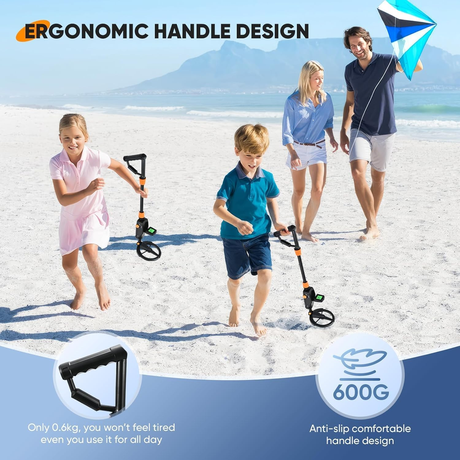 Metal Detector Kids, Waterproof Kids Metal Detector with LED Display & Sound Indication, Metal Detector with Rake, Shovel and Bags for Kids or Beginners to Treasure Seeking Gold Digger
