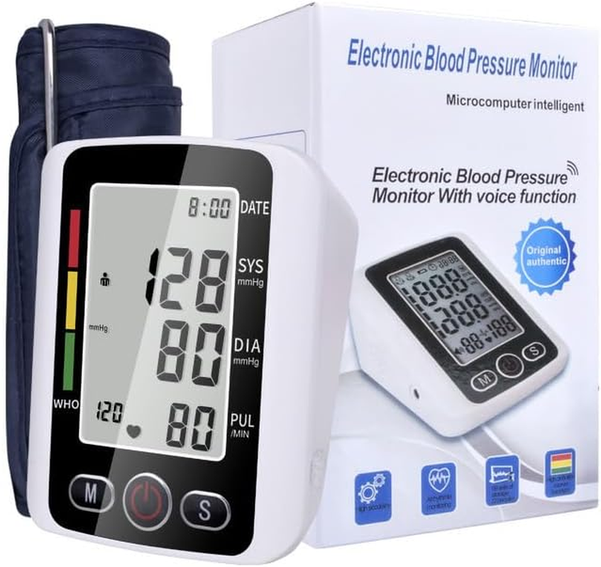 Blood Pressure Monitor for Home Use, Automatic Upper Arm BP Machine with Voice Announcement, 2 X 99 Memories, Large Screen & Adjustable Cuff, Easy to Use for Seniors
