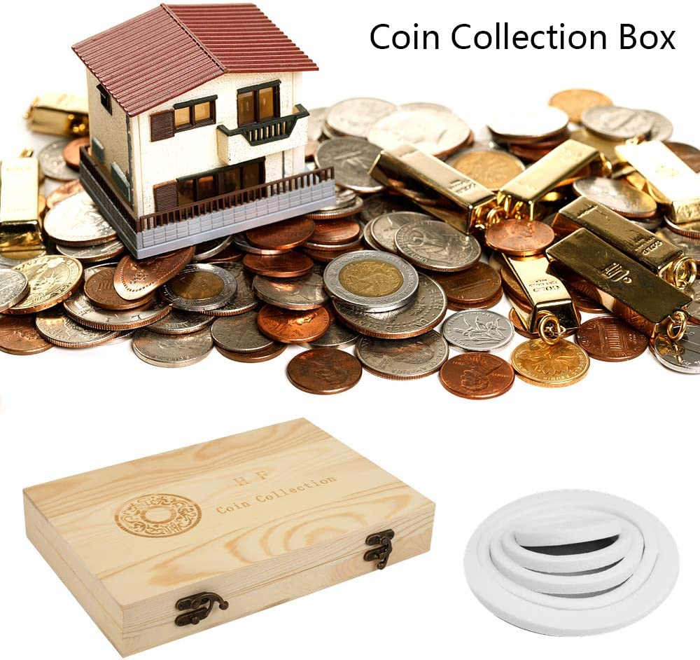 100 Grids Coin Collection Box Wooden Coins Storage Case Commemorative Coin Holder Container Protection Organizer Box image number 1