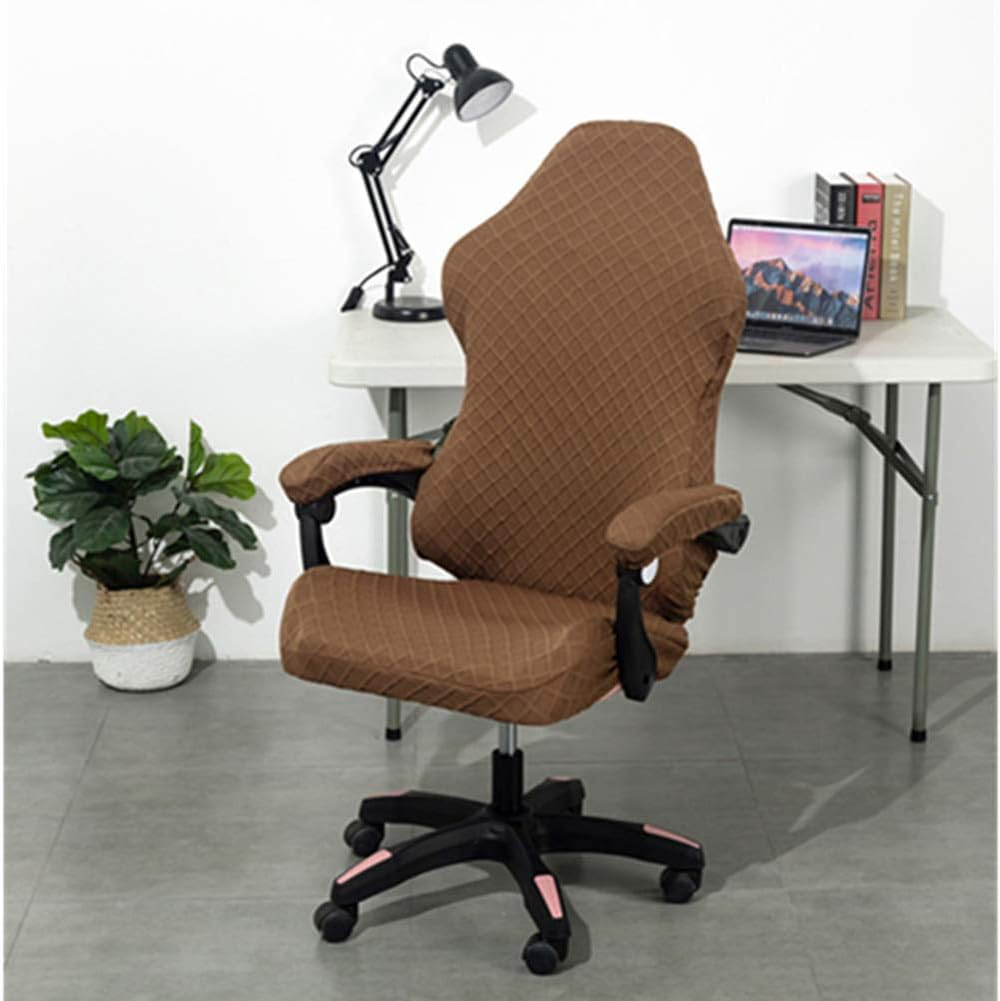 Deisy Dee NO Chair Covers - Stretchy Polyester Gaming Chair Slipcovers for Reclining Racing Chairs (Coffee) - Black image number 2