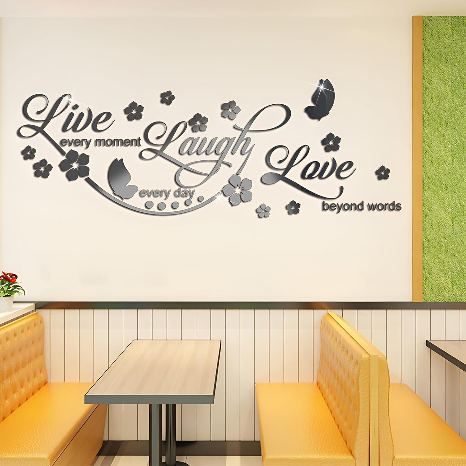 ZGWANSUI Live Laugh Love Mirror Decal, Inspirational Wall Stencils Peel and Stick Quotes, Decorative Wall Stickers Decor Living Room, Motivational Sayings Words for Bedroom Home Wall Art, Silver image number 6