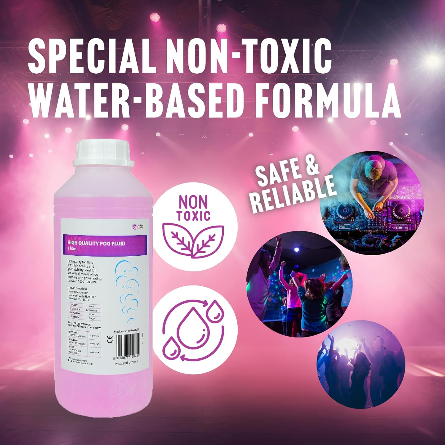 QTX | Long Lasting Smoke/Fog Fluid for DJ & Party Effect | 1 Litres