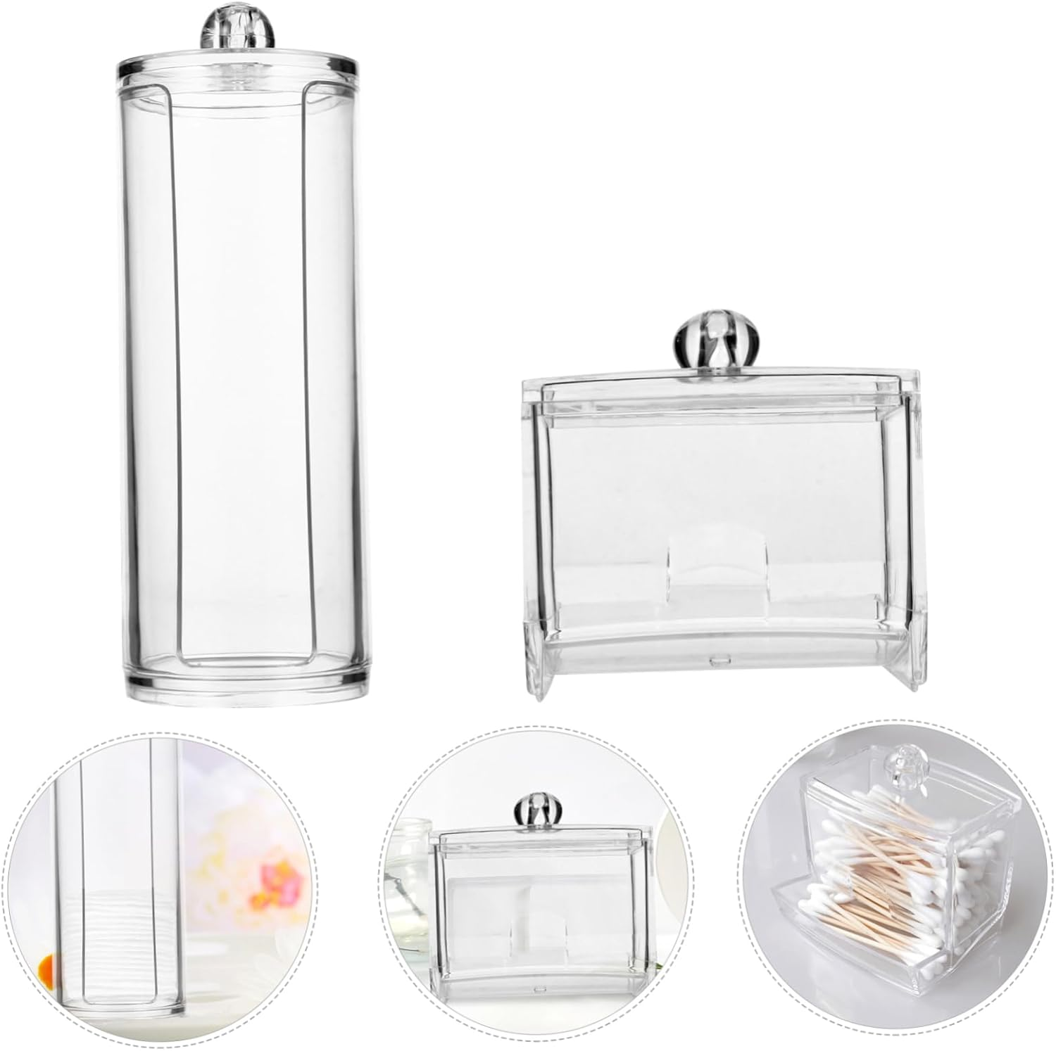 LAPYAPPE Cotton Pad Holder and Container Makeup Storage Box with Lid Set for Vanity and Bathroom Organization image number 1