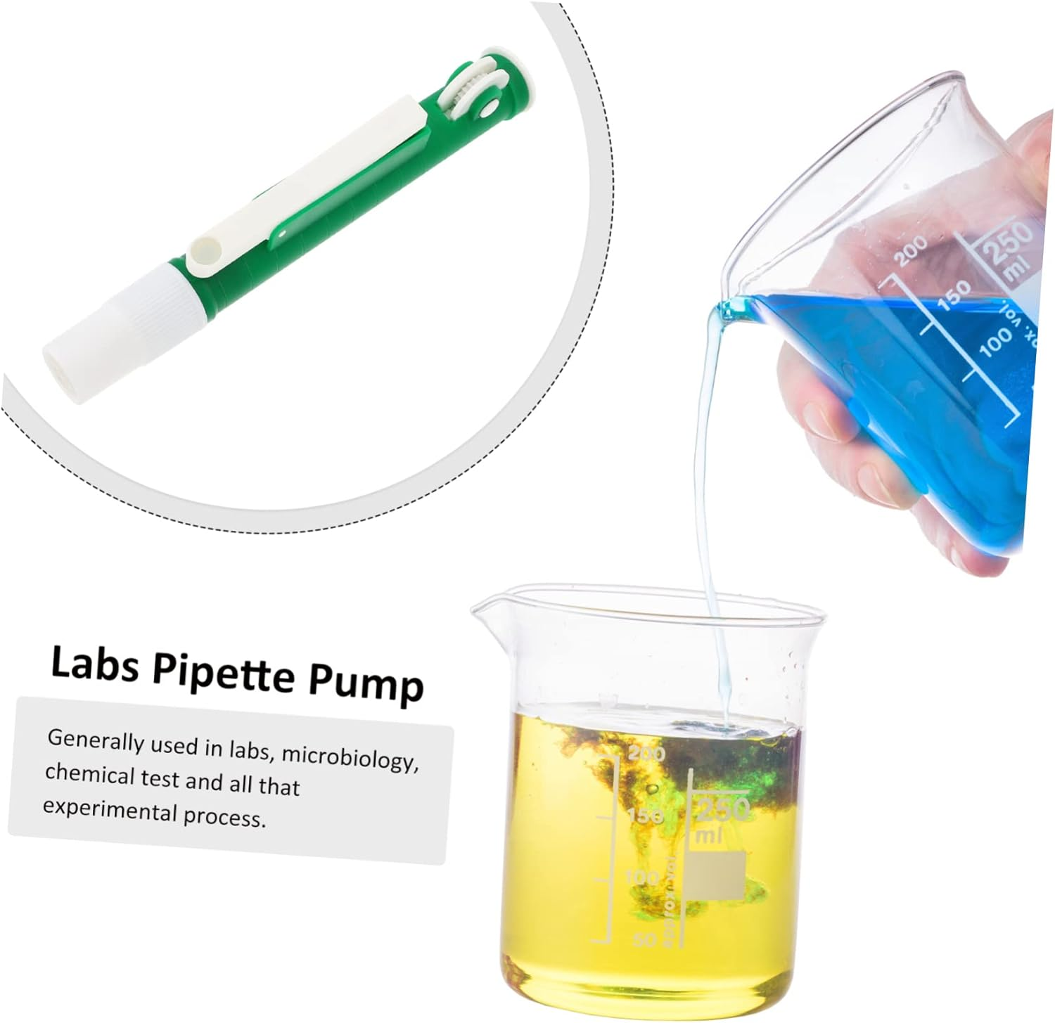 Mobestech Laboratory Pipette Pump Manual Scientific Liquid Transfer Tool High Acid Alkali Resistance Efficient Dispensing for Lab Use