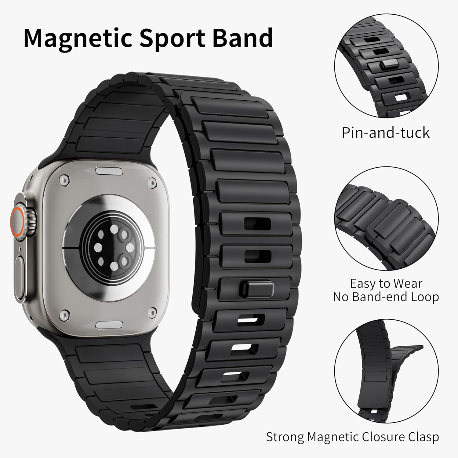 Magnetic Bands for Apple Watch Ultra 3/2/Ultra Band 49Mm 46Mm 45Mm 44Mm 42Mm 41Mm 40Mm 38Mm Women Men,Soft Silicone Strap Sport Loop Wristbands for Iwatch Series 11 10 9 8 7 6 5 4 3 2 SE 2Nd 3Rd SE image number 6