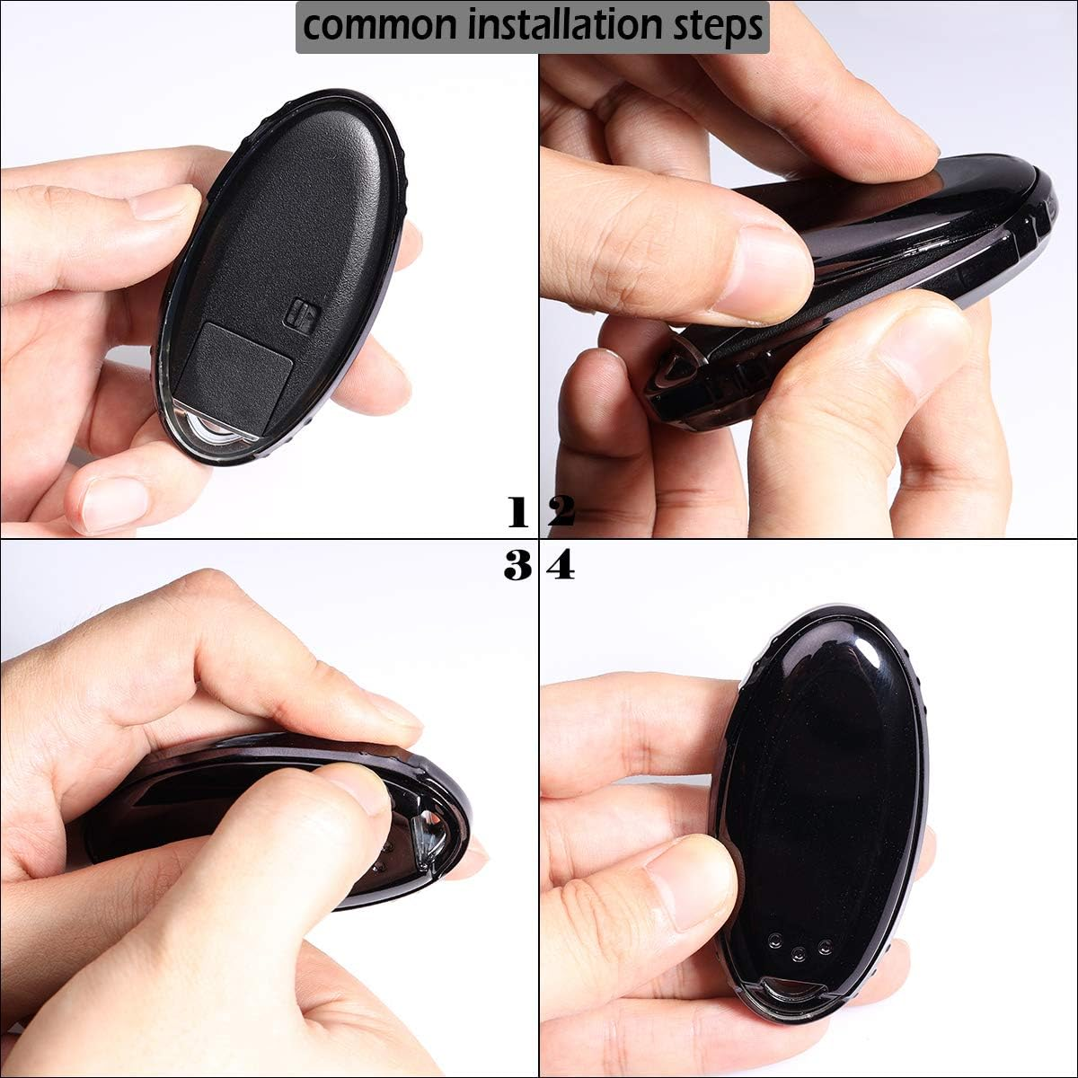 Lcyam TPU Smooth Case Key Fob Cover with Keychain Holder for 3/4/5 Button Nissan Altima Maxima Sentra X Trail Patrol Murano Pathfinder Serena Kicks Armada Juke Versa Accessories, Black image number 1