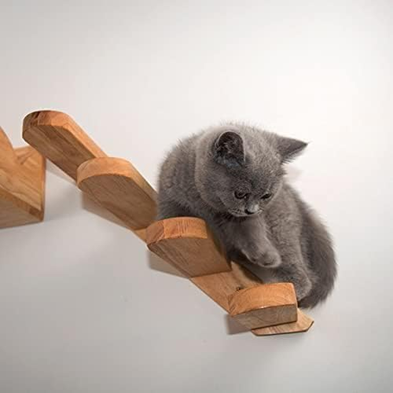 Cat Tree Wall-Mounted Cat Climbing Ladder Wood Stairs Jumping Platform Climbing Frame Kitten Jumping Board - Right To Left image number 2
