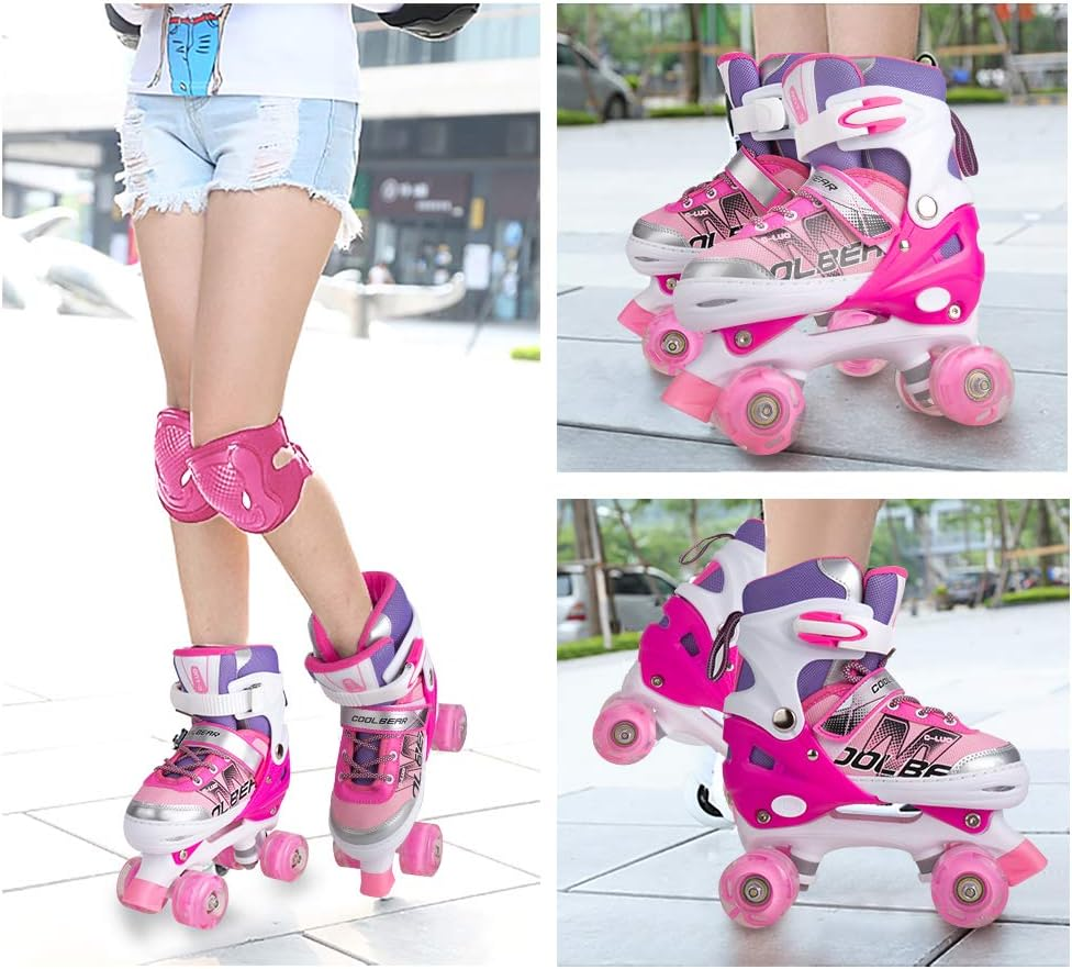 Otw-Cool Adjustable Roller Skates for Girls and Women, All 8 Wheels of Girl'S Skates Shine, Safe and Fun Illuminating for Kids image number 1