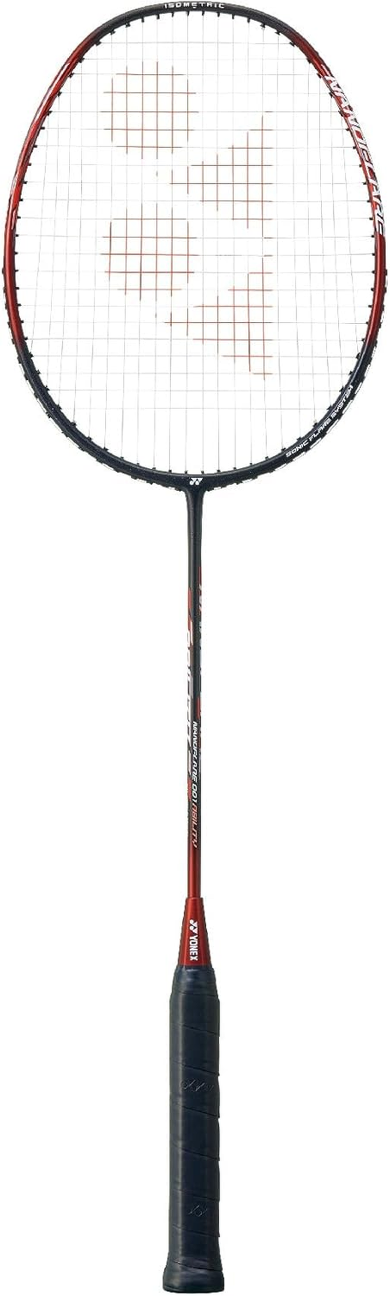 YONEX Nanoflare 001 Ability Badminton Racquet (Strung) - Graphite Frame Hi-Flex Slim Shaft Racket - Black/Red image number 2