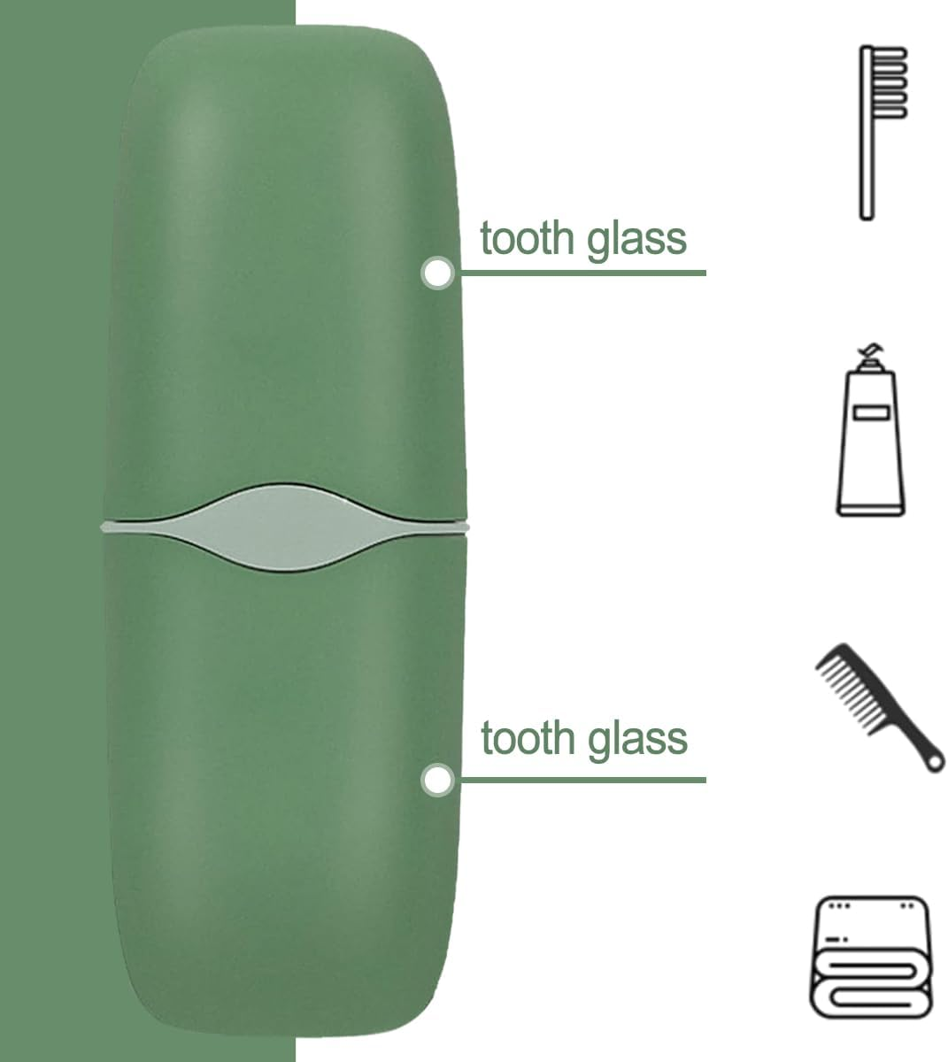 Portable Travel Toothbrush Holder, 3 in 1 Travel Toothbrush Case, Detachable Toothbrush Storage Box for Travel, Business, Camping, Daily Use (Green)