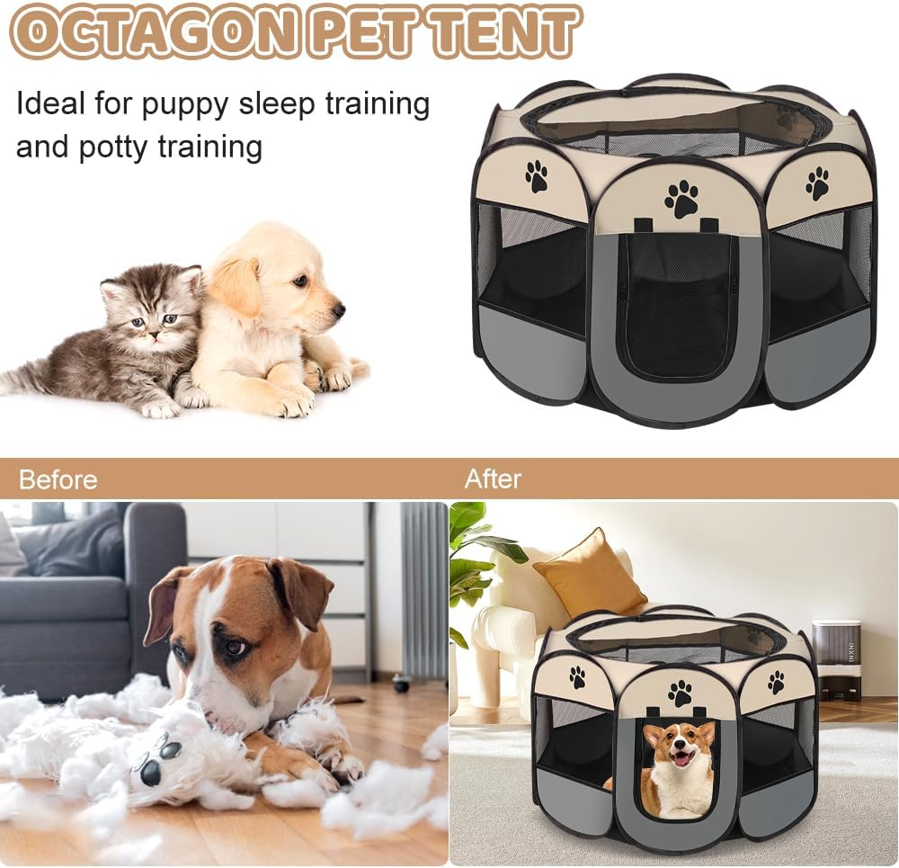 YANGUN Dog Playpen, Puppy Playpen, Pet Playpen, Foldable, Portable Playpen for Home, Dog Kennel, Playpen for Dogs, Cats, Rabbits, Small Animals, Indoor and Outdoor, 74 X 74 X 43 Cm image number 5