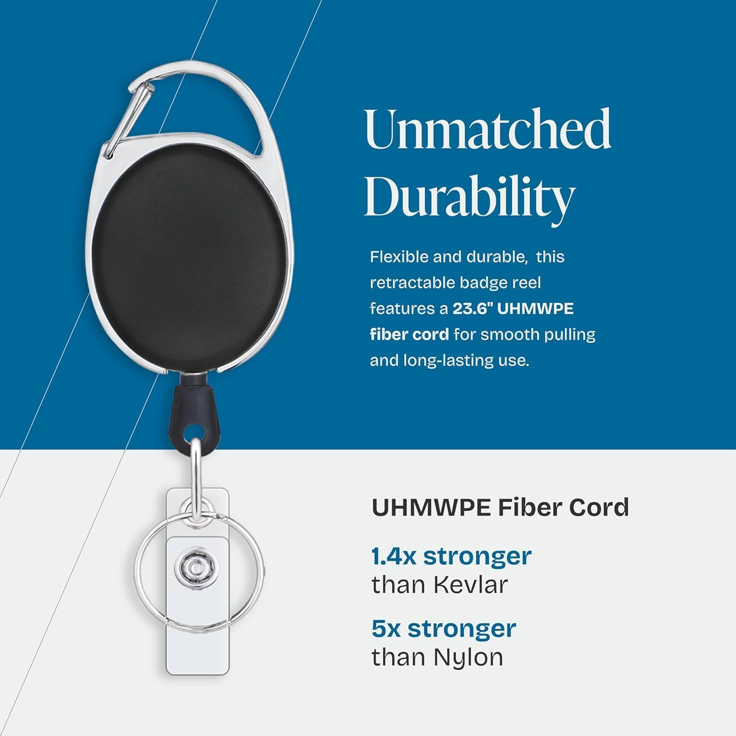 ID Badge Holders with Clip and Keyring - Vertical Clear Plastic 6.4CM X 9.1CM Sleeves Fit up to 3 Cards - Retractable 60CM UHMWPE Fiber Pull Cords for Easy Access (Black, 2 Pcs (Vertical)) image number 4