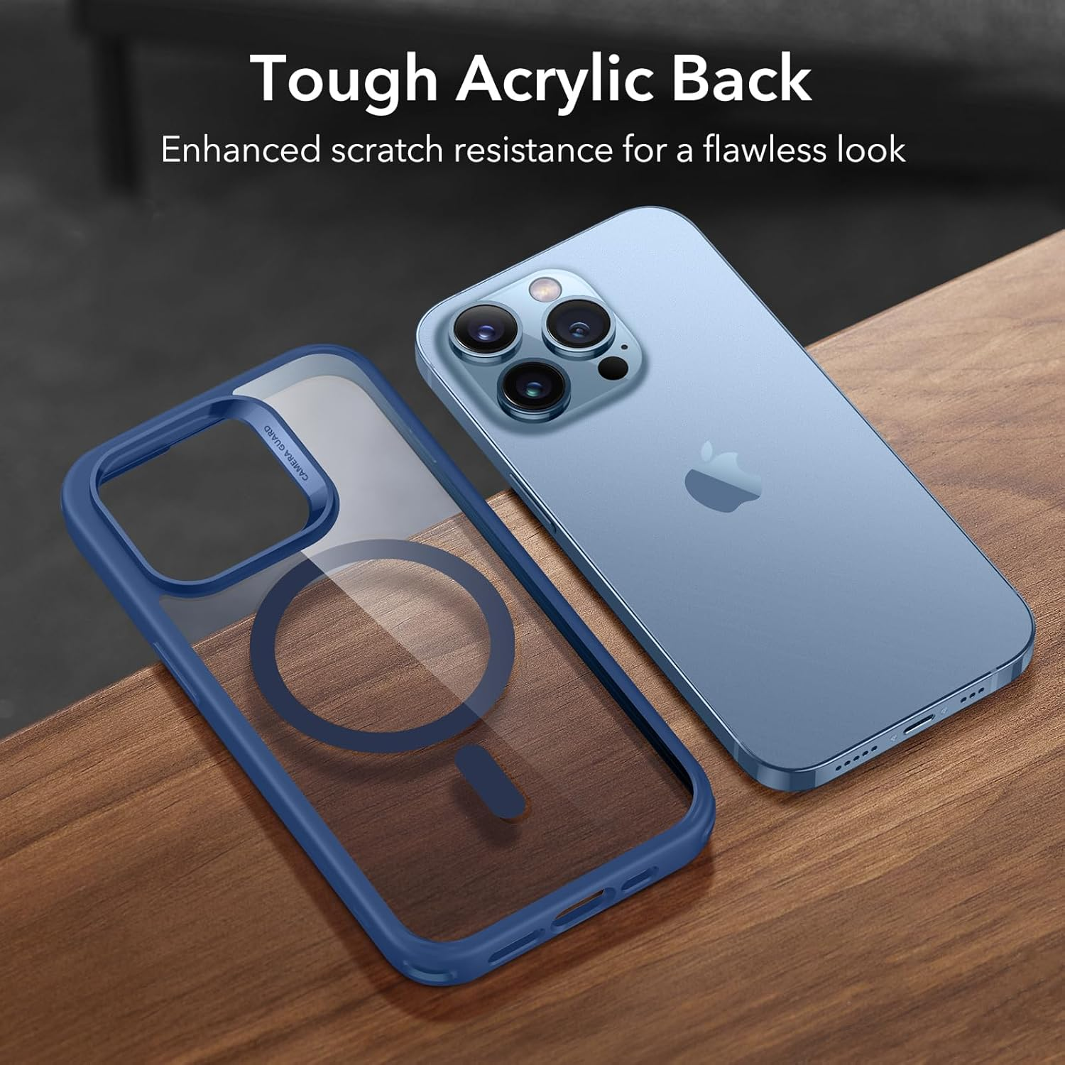 ESR for Iphone 13 Pro Case, Magsafe Phone Case Supports Magnetic Wireless Charging, Reinforced Drop Protection, Scratch-Resistant Back Hybrid Case, Classic Cover for Iphone 13 Pro, Clear Blue image number 6