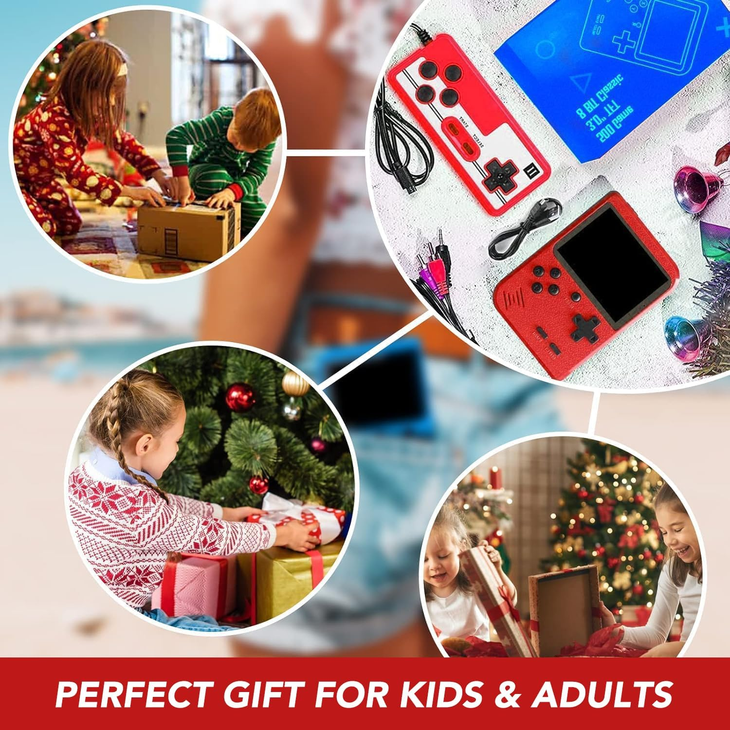 PTEROMYS Retro Handheld Game Console with 500 Classical FC Games-2.8 Inches Screen Portable Video Game Consoles (Game-Red) image number 3