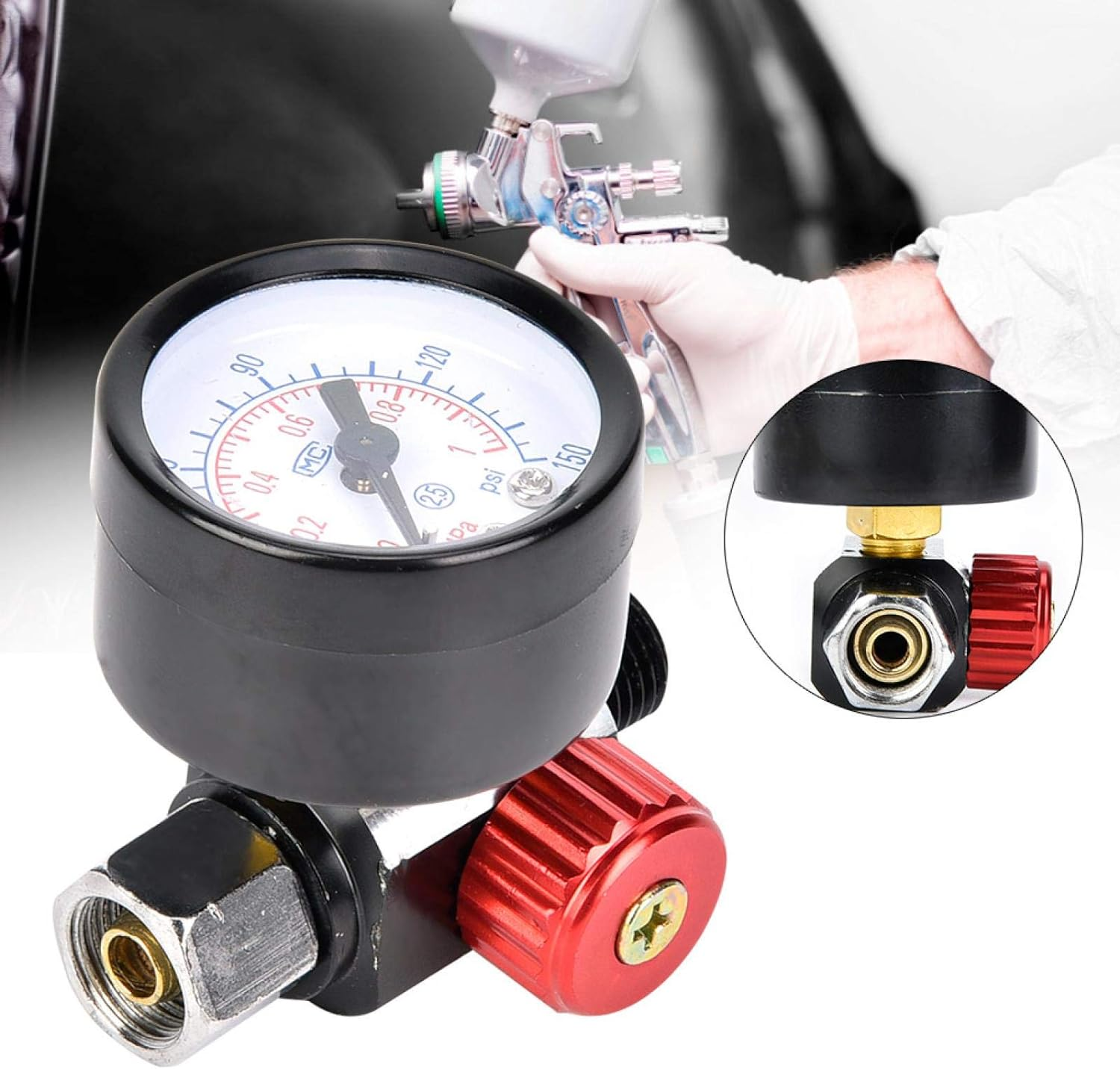 Air Compressor Regulator, Professional Air Pressure Regulator Aluminium Alloy Durable for Spray Gun for Pneumatic Tool