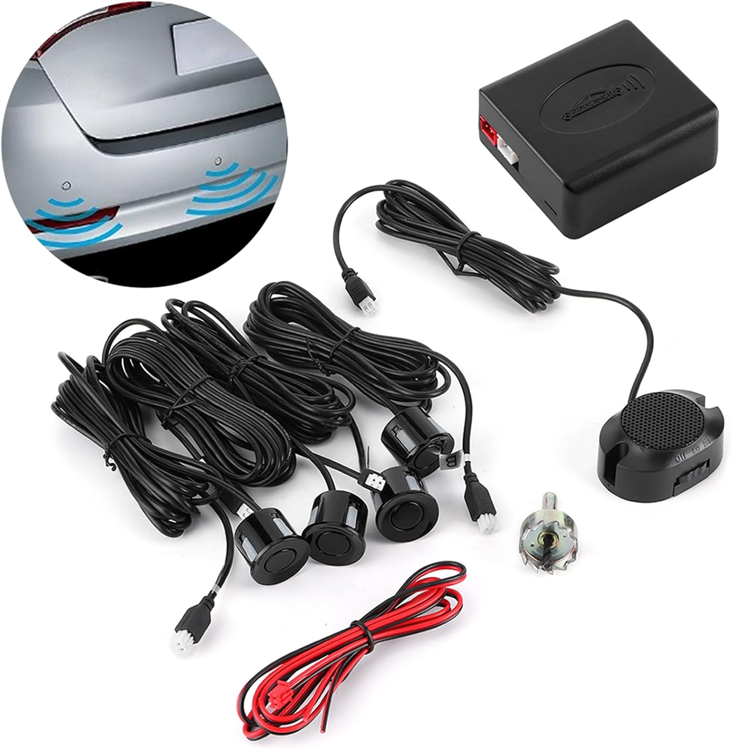 DC 12V Reverse Radar Kit, Car Parking Sensor Backup Radar Reversing Assistance Aid Kit with Audio Buzzer Alarm image number 6