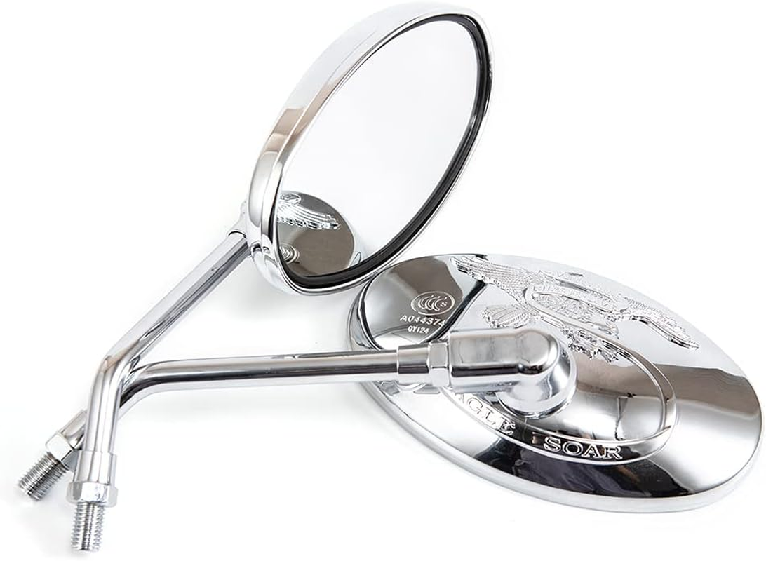 APEBAZY Universal Motorcycle Mirror Oval Chrome Rear View Mirror 10 Mm Motorcycle Side Mirror for Xt 600 Virago 125 535 1100 Vmax 1200