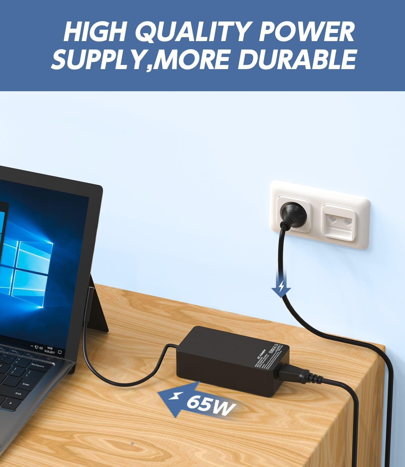 Shefor 65W Charger Compatible with Microsoft Surface Laptop Pro Book Go &ndash; Fast Magnetic Power Supply with Extra USB-A Port 5V/1A, Portable Replacement AC Adapter for Surface Devices image number 5