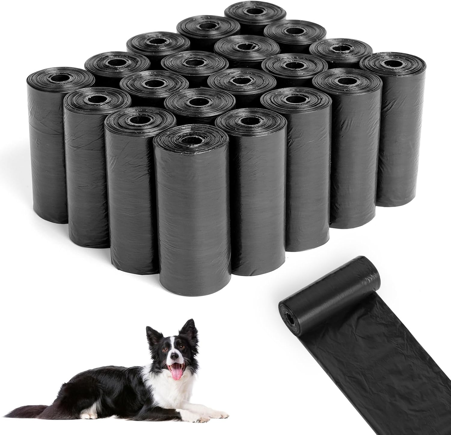 Aiqinu Pack of 400 Dog Waste Bags, Dog Poop Bags Rolls, Dog Poop Bags, Portable, Black, Unscented, Suitable for Going Out, 22 X 30 Cm (20 Rolls, 20 per Roll)