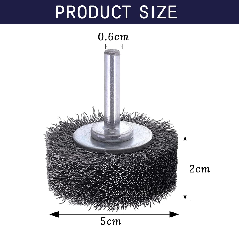4-Pack Heavy Duty Wire Brushes. Suitable for Drill Attachments, Curled Heavy Duty Wire Brushes, Coarse Carbon Wire Wheels for Removing Paint, Rust and Corrosion image number 5