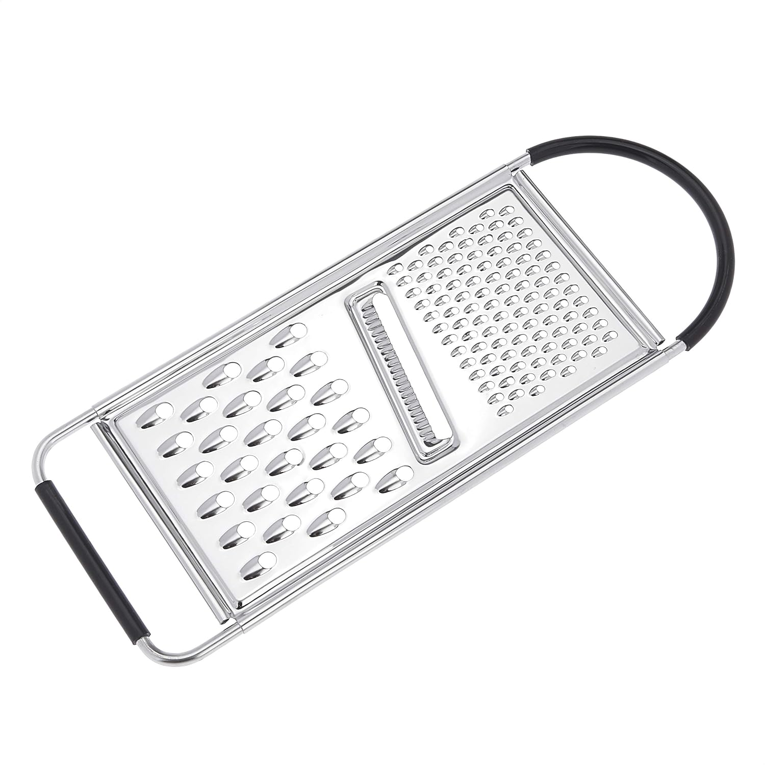 Amazon Basics Rectangular Stainless Steel Flat Cheese Grater with Non-Slip Handle and Base, Black (Previously Amazon Commercial Brand) image number 4